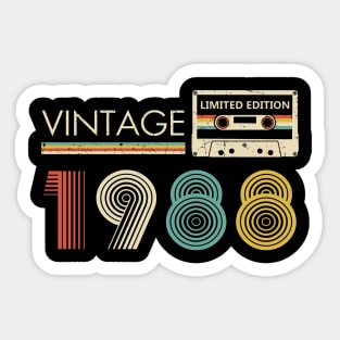 35th Birthday Vintage 1988 Limited Edition Cassette Tape Sticker